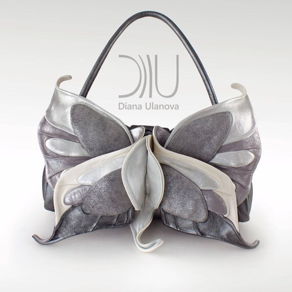 silver leather clutch bag