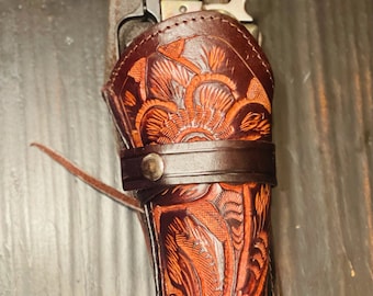 Handmade Brown or Black Genuine Leather Gun Tooled Holster "ONLY"