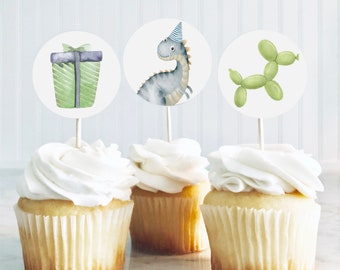 DINOSAUR Cupcake toppers - Instant download - Kids party decorations - Printable cupcake toppers