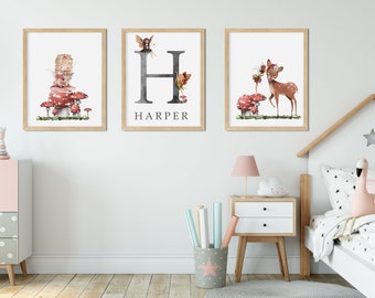 Enchanted Wood Personalised Art Print Set / DIGITAL FILES / (Choice of size ) / Kids Wall Art / Nursery Wall Art / Fairy Prints