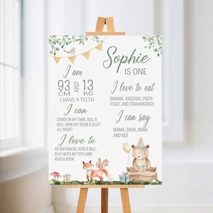 MILESTONE BIRTHDAY PRINT - Woodland Friends - Digital File-  Milestone sign - First Birthday - Milestone Poster - Editable Sign