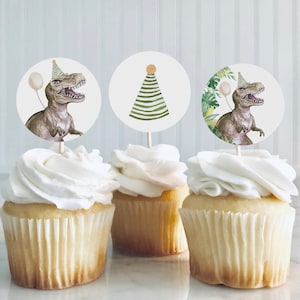 DINOSAURIER Cupcake Toppers - Dinosaurier Gebrüll Sofortiger download - Kinder Party Dekorationen - Druckbare Cupcake Toppers