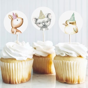 AUSSIE BABY ANIMALS Cupcake toppers - Instant download - Kids party decorations - Printable cupcake toppers