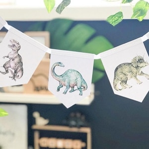 Dinosaur flag Bunting Kids room decor Dinosaur Decor Boys room decor