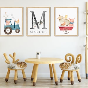 Farmyard Friend Personalised Art Print Set farm animal prints digital download Kids Wall Art Nursery Wall Art Farm Prints