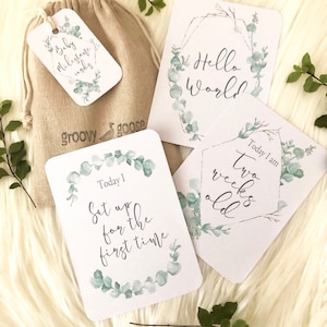 BABY MILESTONE CARDS- Blue Gum Eucalyptus - Greenery- Baby Keepsake- Baby Photo Cards- Baby shower cadeau