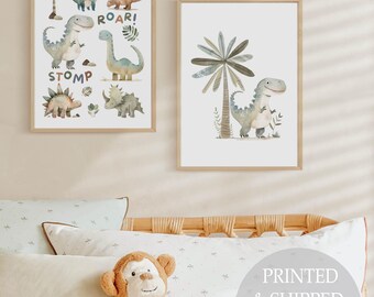 Dinosaur Prints Dinosaur Nursery Prints Boys room decor Dinosaur Poster Boys Nursery Wall Art CHOICE OF 2 SIZES