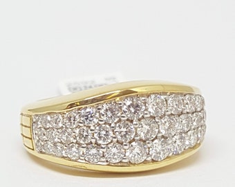 Unique and super pretty 1.85 TCW 14k yellow diamond mens band ring 11.65mm wide