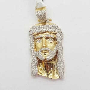 0.91 ct 14k oro amarillo real diamante real helado jesús cabeza hip hop colgante