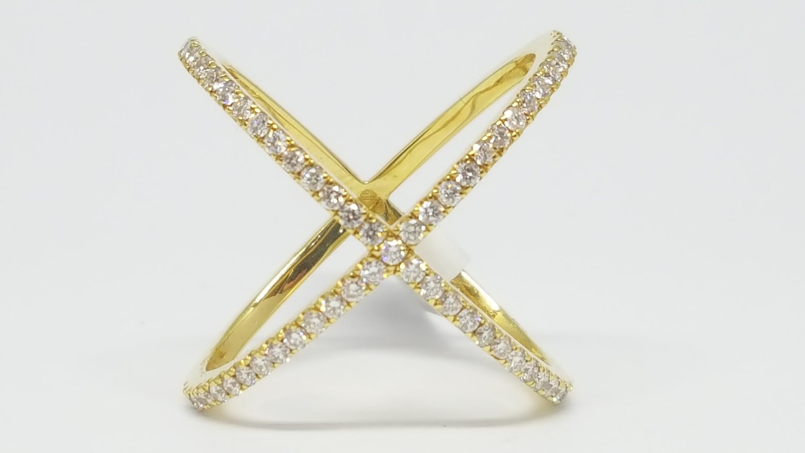 14kt Gold Diamond Criss Cross X Ring 14K Yellow Gold Diamond Etsy