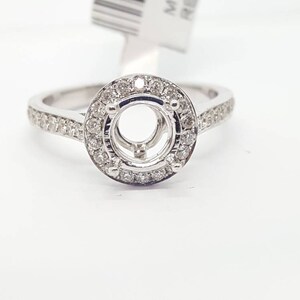 Klassischer 0.33 tcw 14k Gold Halbmontierung Halo Verlobungsring für 0.75 ct bis 1.0ct