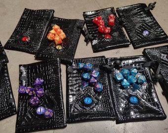Dragon Eye Dice Pouch + Set of 7 RPG Dice