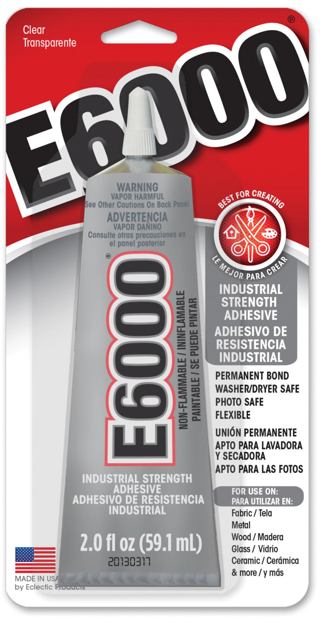 E6000 230022 Medium Viscosity Auto/Industrial Adhesive, 3.7 fl oz