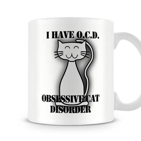 OCD_042 I Have O.C.D. - Obsessive Cat Disorder (White basic) mug