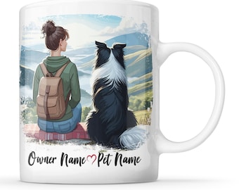 Border Collie con dueña hembra - Sus nombres - Linda taza personalizada