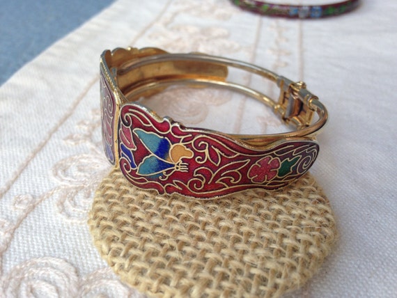 Red Cloisonne bracelet, cloisonne bracelets, red … - image 4