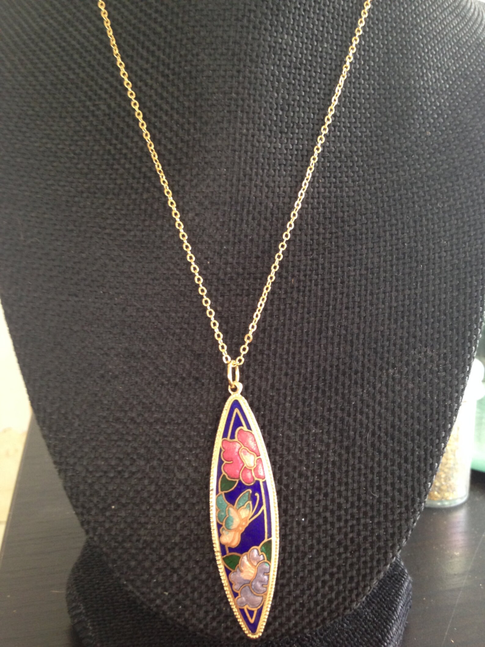 Cloisonne Pendant Necklace Vintage Cloisonne Pendant Etsy
