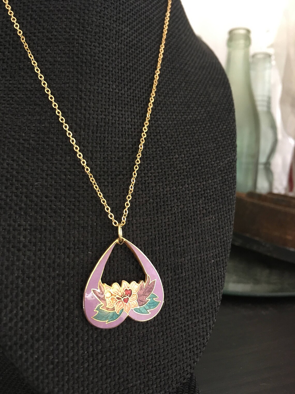 Lavender Cloisonne Pendant Necklace Cloisonne Necklace Etsy