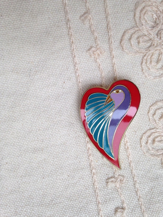 Bird Brooch, Vintage Bird Brooch, cloisonné brooch