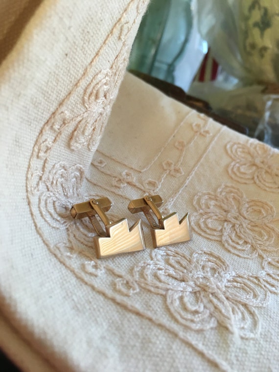 Vintage SWANK gold cufflinks, swank cufflinks, vi… - image 3