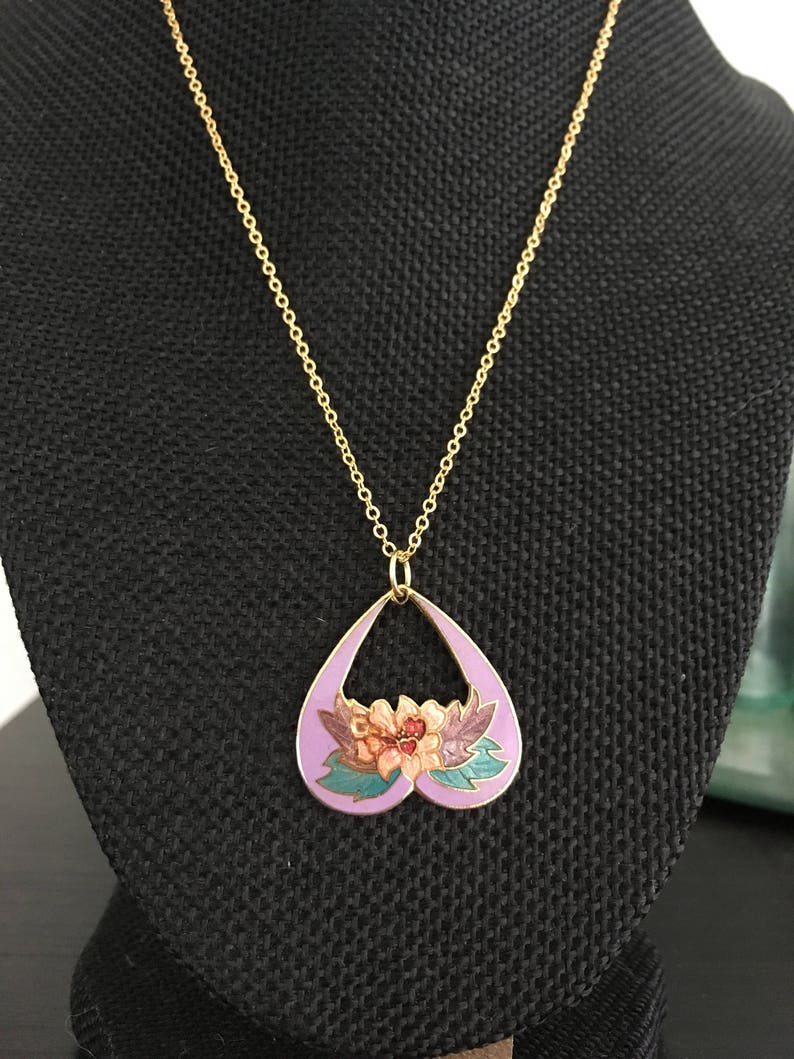 Lavender Cloisonne Pendant Necklace Cloisonne Necklace Etsy