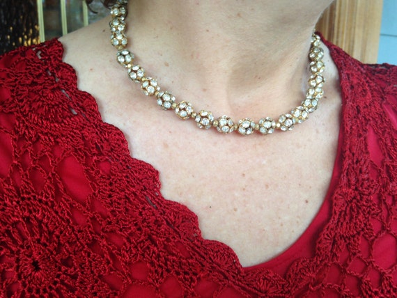 Rhinestone bead choker necklace, rhinestone choker