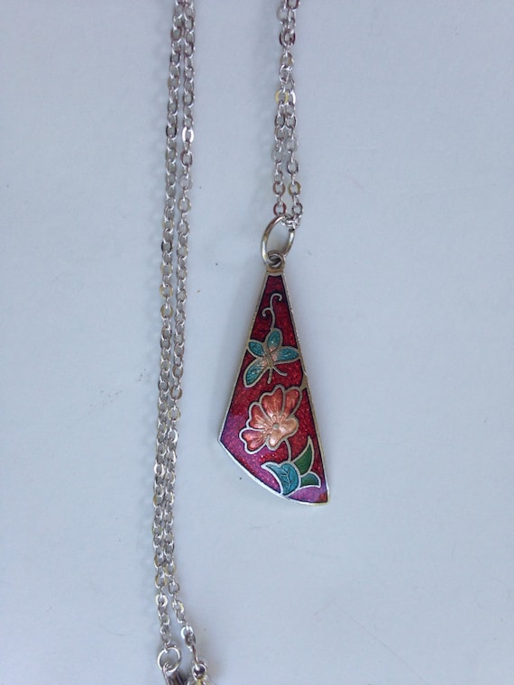 Cloisonne pendant, red cloisonne pendants, vintag… - image 5