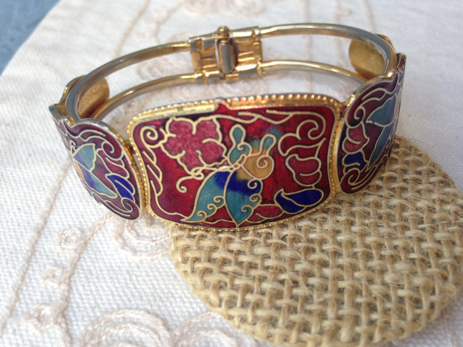 Red Cloisonne Bracelet Cloisonne Bracelets Red Cloisonne Etsy