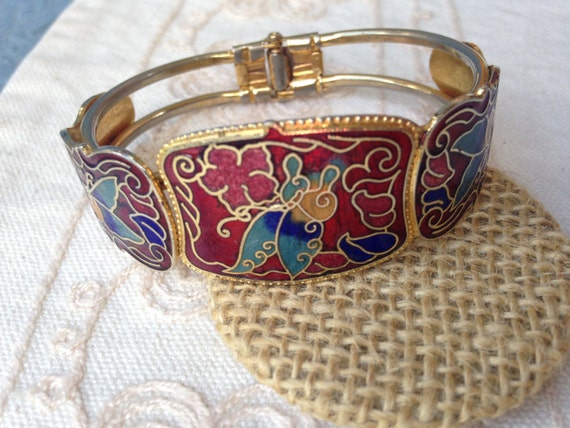 Red Cloisonne bracelet, cloisonne bracelets, red … - image 3