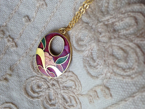 Cloisonne pendant, cloisonne pendants, vintage cl… - image 2