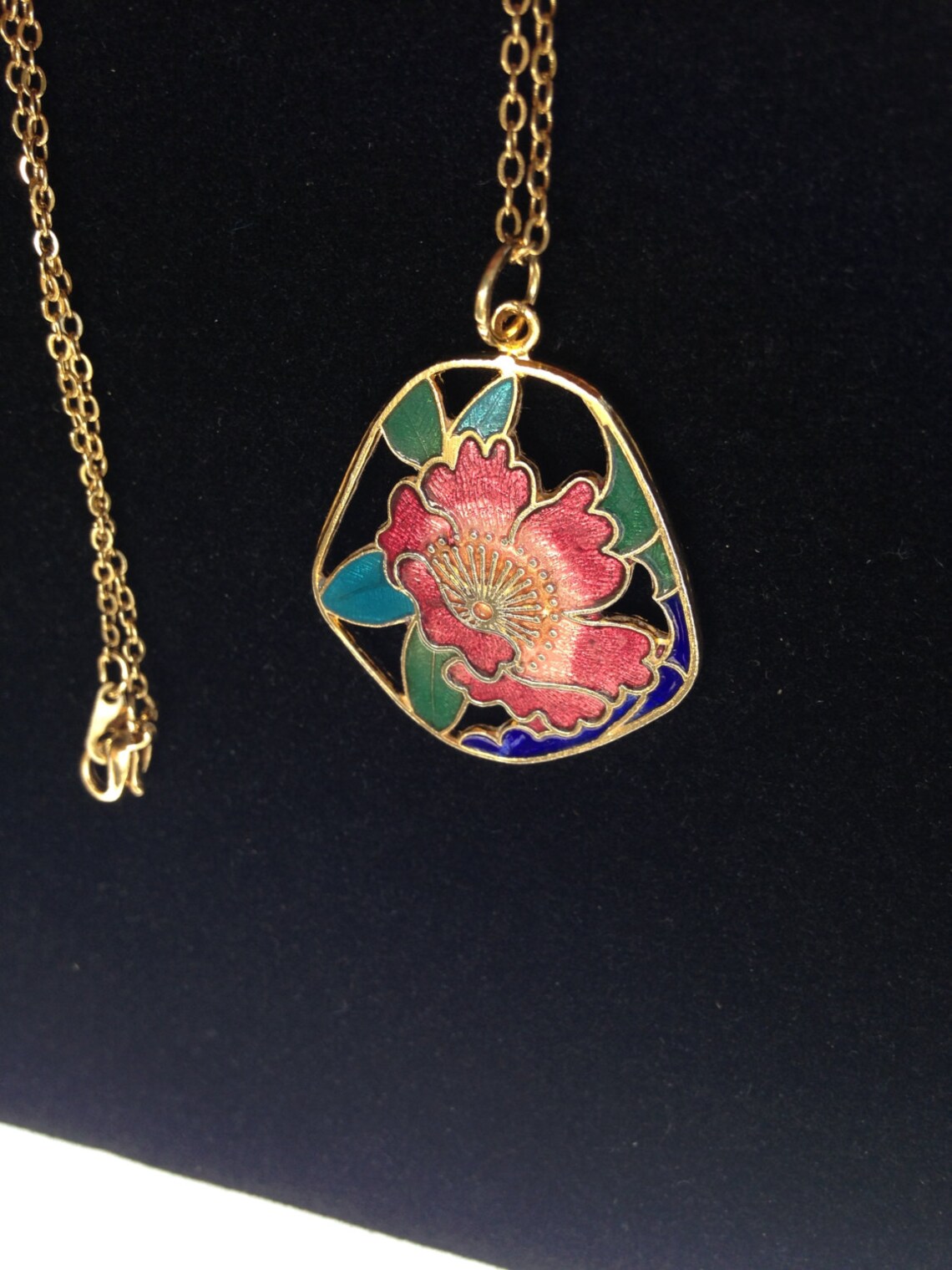 Cloisonne Pendant Necklace Vintage Cloisonne Pendant Etsy