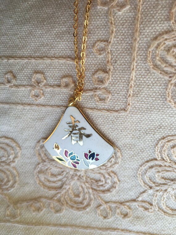 Cloisonne pendant, white cloisonne pendants, vint… - image 3