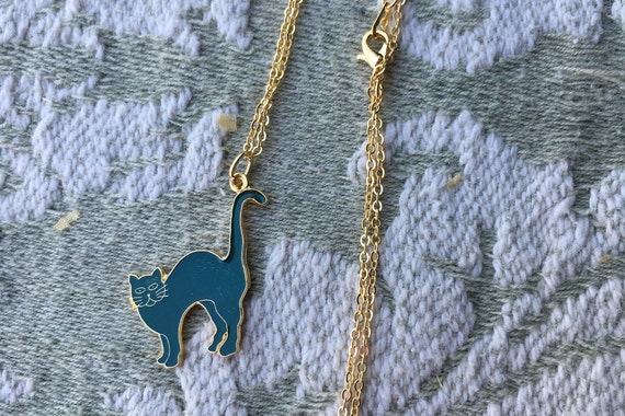 Cat pendant necklace, turquoise  cat pendant, cat… - image 2