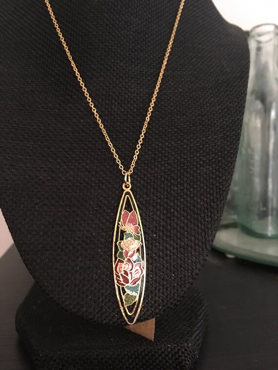 Cloisonne Pendant Necklace Vintage