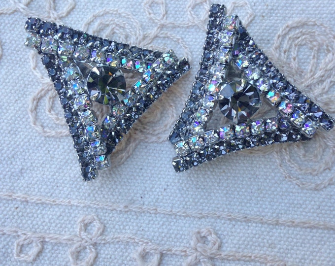 Large Vintage Earrings Big Vintage Earrings Big Rhinestone Etsy