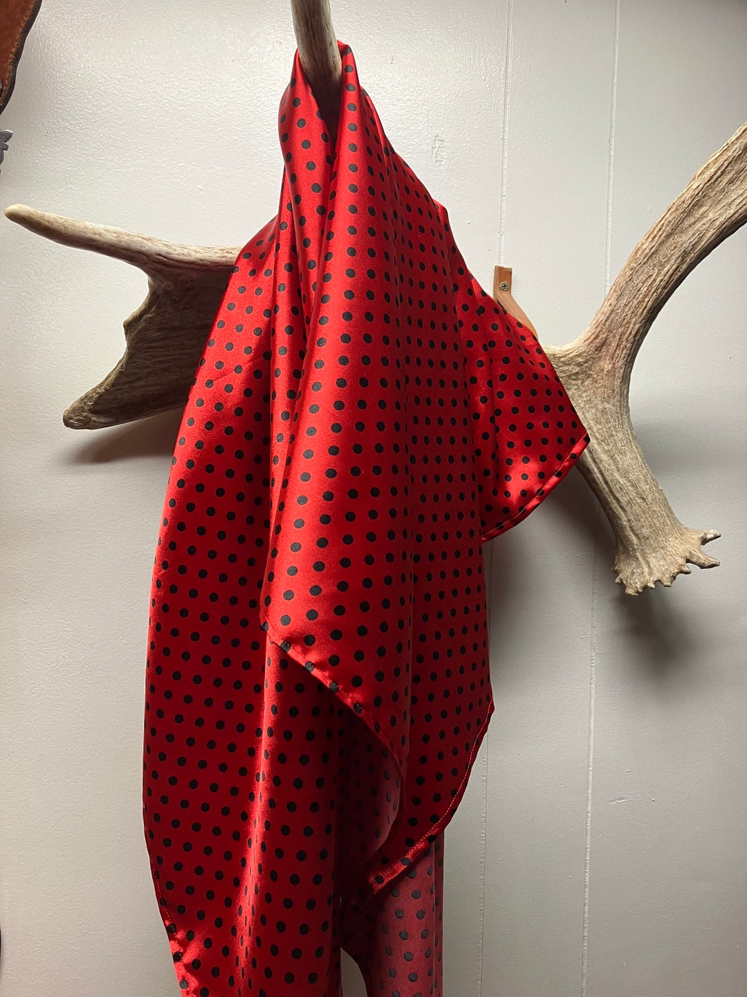 Black Polka Dots on Red Wild Rag/ Cowboy Scarf - Etsy