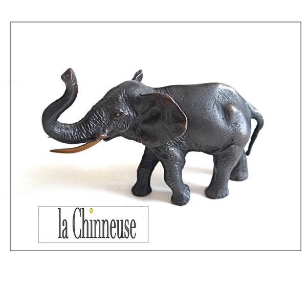 BRONZE ELEPHANT; Sculpture Elephant Motif; Bronze black patina; Vintage 1920s; Collectible.