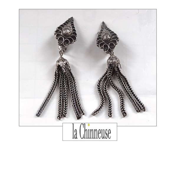 ANCIENNES BOUCLES À POMPONS; Années 30; Boucles d'Oreilles Époque Victorienne; Rares Boucles d'oreilles Anciennes; Collectibles; Pour Elle.