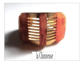 Bracelet Manchette Art Déco Albert Flamand - Fladium Et Bakélite, Style Joséphine Baker Années 30