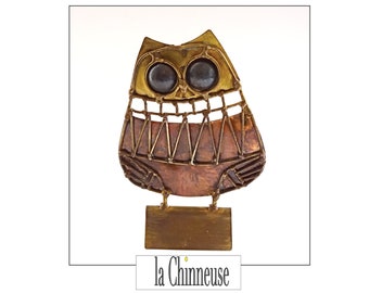 FIGURINE CHOUETTE Par JARC; Sculpture Brutaliste façonnée main, Années 70, Collection objets du 20e siècle,