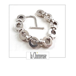 MODERNIST DESIGN BRACELET; Round links silver bracelet; Vintage 90s; For her; Handmade; Collectible.