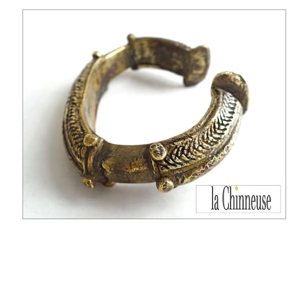 ETHNIQUE MANCHETTE En BRONZE; Bracelet Manchette Antique; Début 20ème Siècle; Bracelet Tribal; Pièce de Collection.