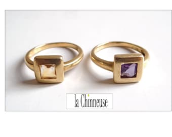 DUO De BAGUES OR; 2 Bagues Or 18 Carats & Pierres; Bagues Modernistes Or 750; Vintage Années 2000; Pour Elle; Français Vintage.