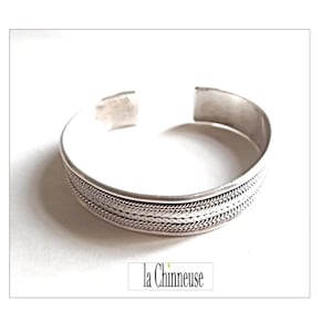 Bracelet Moderniste Des Années 60/70 En Argent Massif Et Nacre - Design Vintage Unisexe