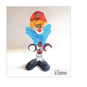 MURANO CLOWN; Murano Glass Clown Figurine, Vintage 1960s, Vintage Decor Collection, Made in Italy.