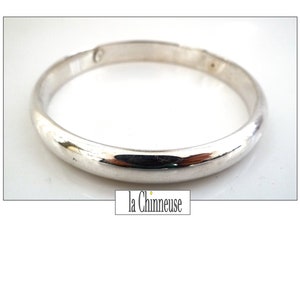VINTAGE SILVER BANGLE; 80s, Modernist Flat Bangle Bracelet in Solid Silver, Gift for Her, Vintage Silver Jewelry Collection.