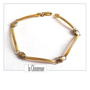 ARMBAND 18 KARAT GOLD; Armband Weißgold und Gelbgold; Vintage 90er Jahre Für sie, Geschenk der Verlobung; Französische Arbeit.