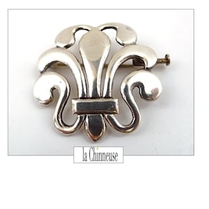 ART NOUVEAU SILVER BROOCH; Brooch Fleur de Lys; 20s; Collectible; For Her or for Him; Antique French Jewel in Silver.