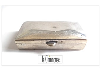 OLD SMALL SNUFFPOT; Antique Silver Box; Snating box; Pill Box; 1910s; Collectible; Handmade; Old French.