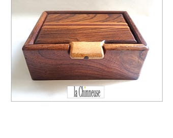 WOODEN BOX; Decorative Art Deco Style Box, Vintage 1940s Box, Office Accessory, Jewelry Box.